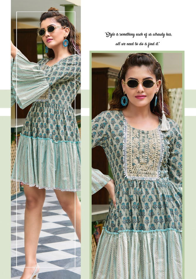 Senorita 1Cotton fancy Party Wear Printed Wholesale Tunic Short Tops Collection